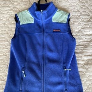 Light blue and teal fleece Vineyard Vines vest